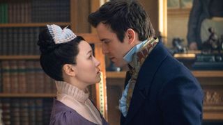 Benedict and Sophie lean in to kiss