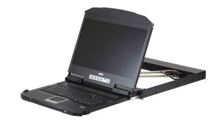 The CL3800 is a monitor, keyboard, and mouse console, with no integrated KVM switch, although ATEN has other models that include a switch as well. If admins already have a separate KVM switch, this provides a lower-cost option.