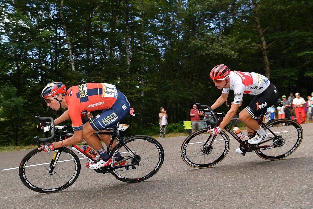 Dylan Teuns and Giulio Ciccone on their way tot he finish of stage 6 at the Tour de France