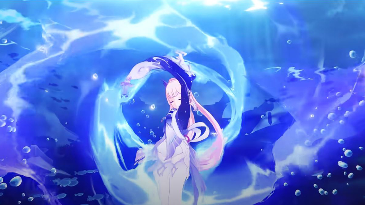 Genshin Impact Kokomi using her hydro powers