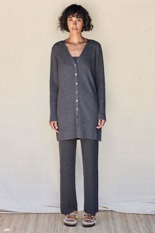 Sundry Ribbed Long Cardigan