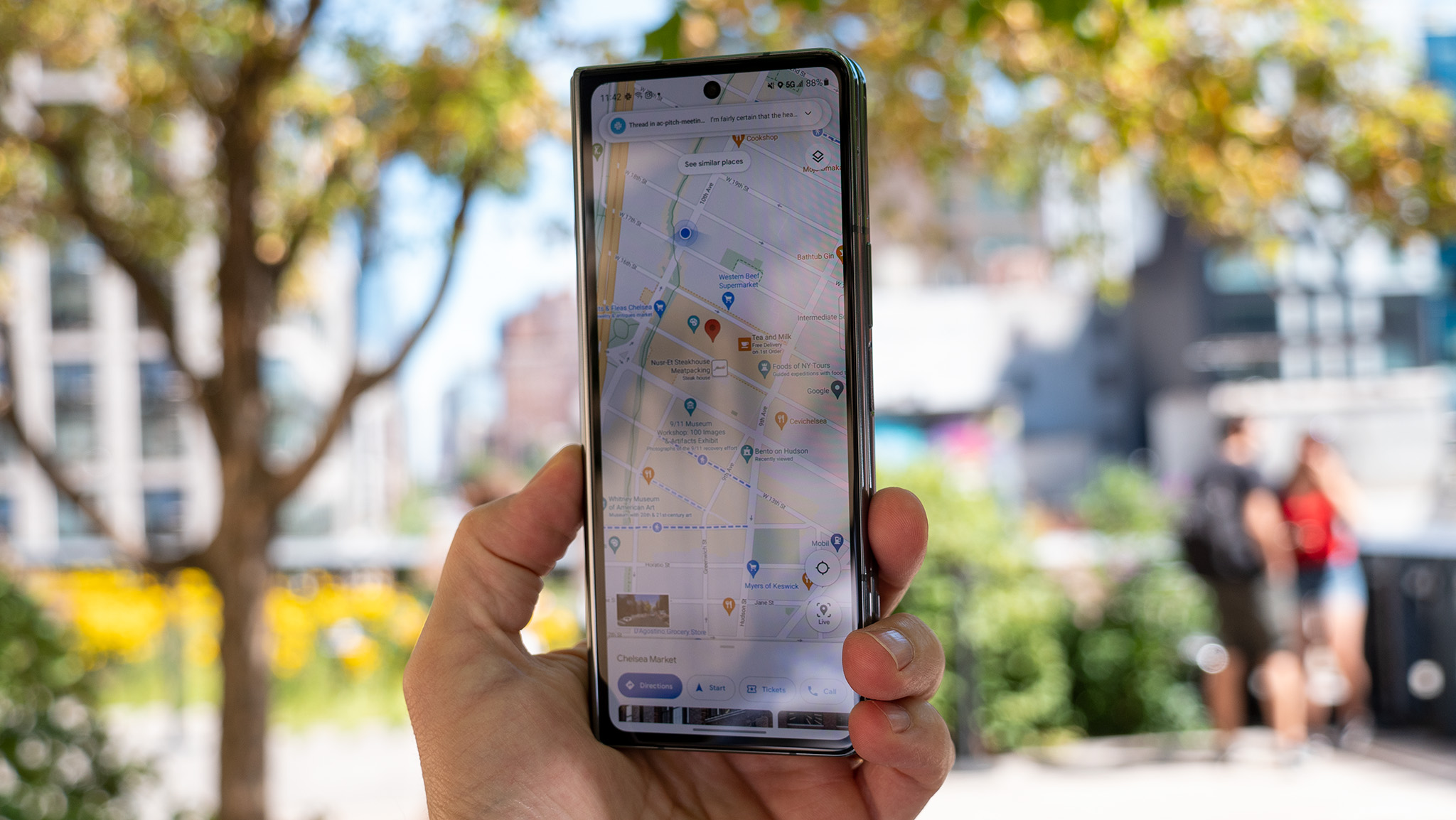 Viewing Google Maps on the Samsung Galaxy Z Fold 4's smaller cover screen