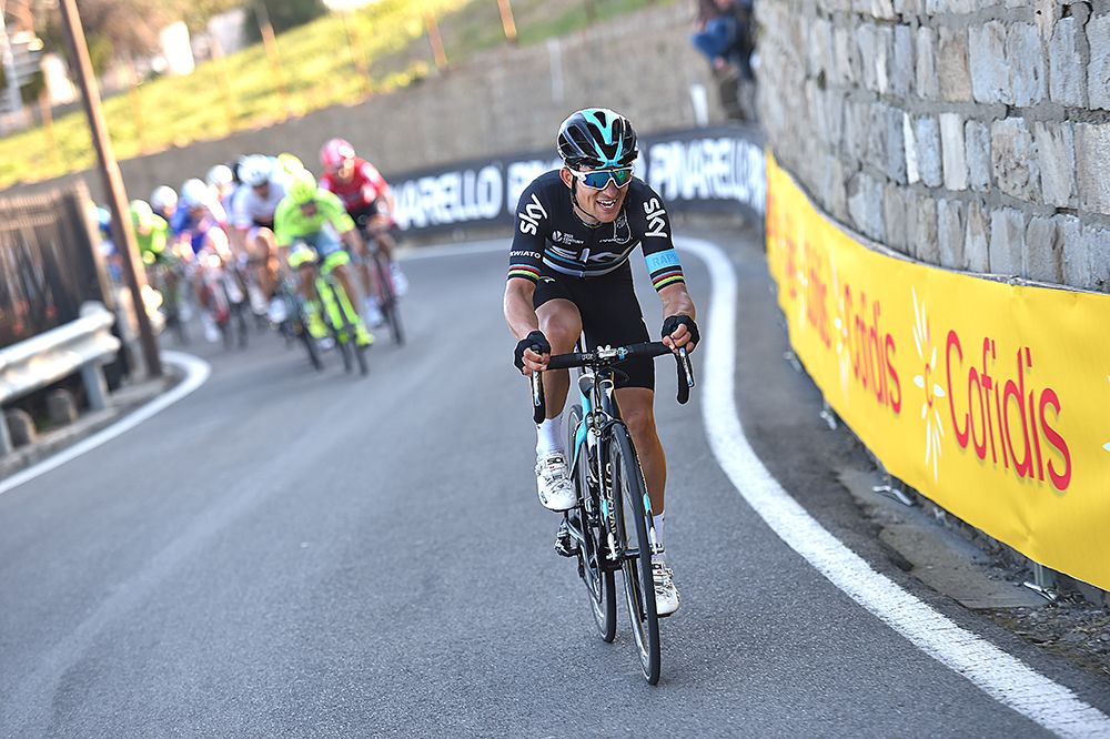 Michal Kwiatkowski (Sky) takes a dig on the Poggio
