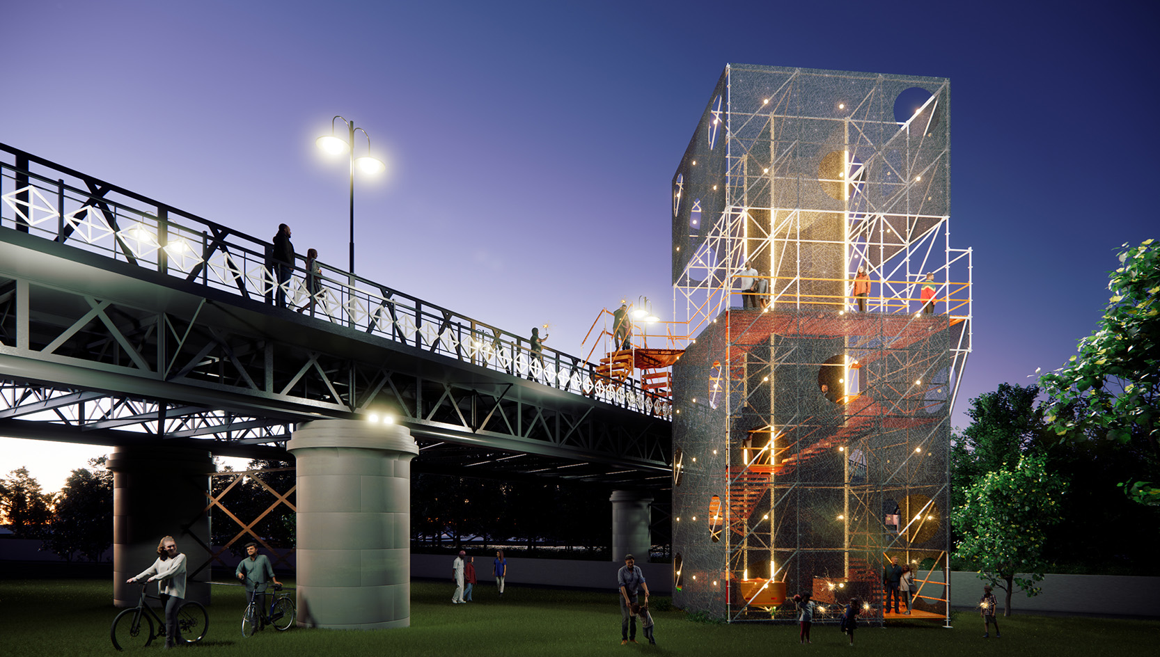 Future Firm installation at Conc&amp;eacute;ntrico 2026, rendering visualisation