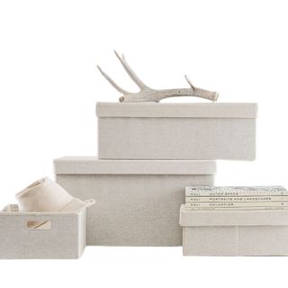 Four Cream storage bins