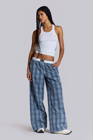 Blue Check Boxer Trousers