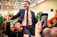 Sinn Fein's Donnchadh Ó Laoghaire celebrates election success