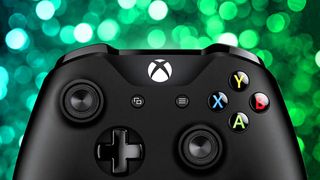 Xbox controller on a sparkly Christmassy background