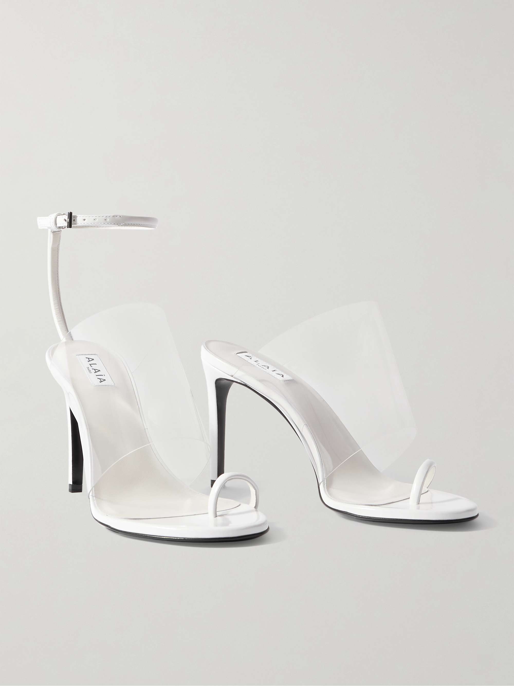 Asymmetric Patent-Leather and Pvc Sandals