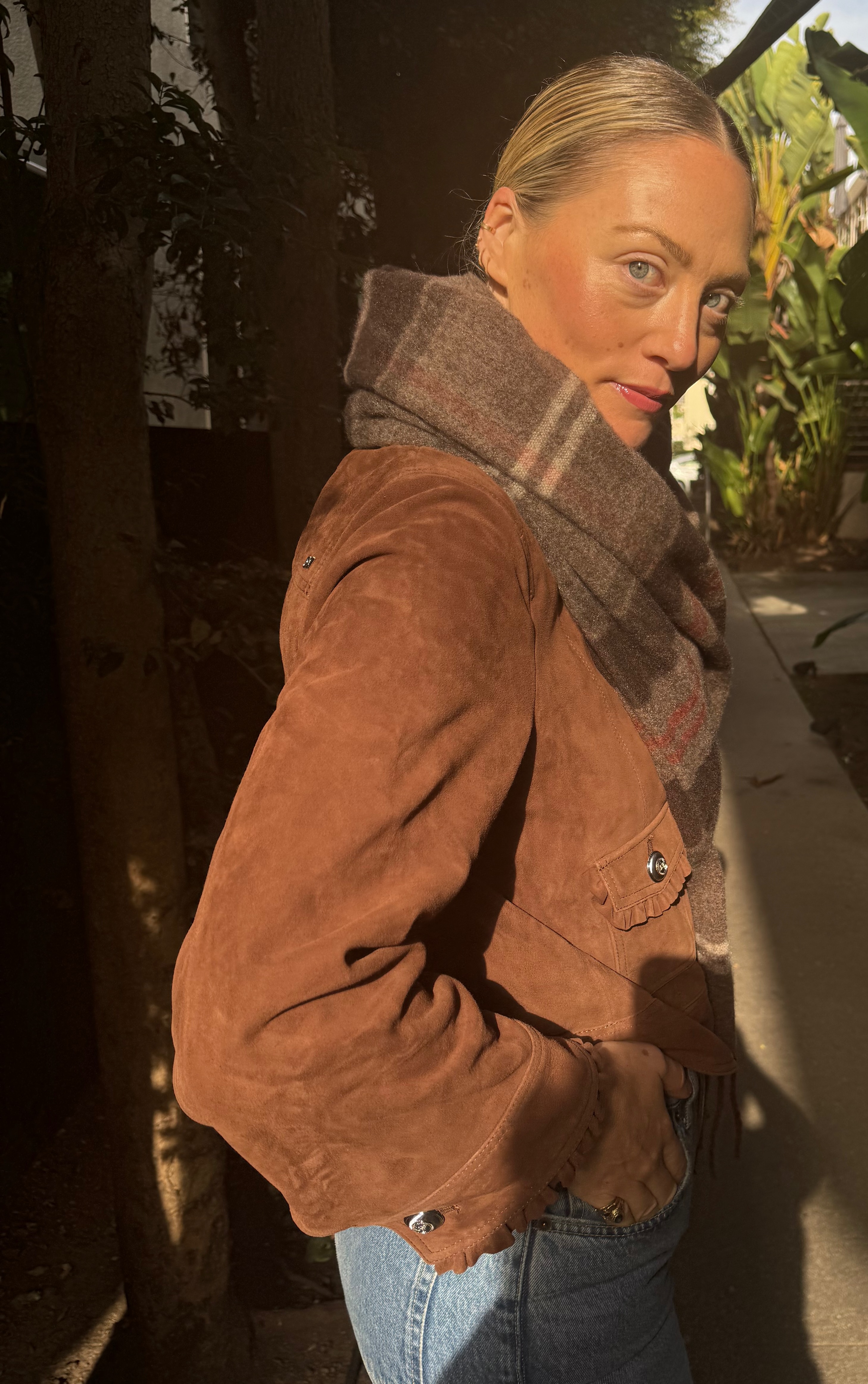 Brooke Ely Danielson wearing suede