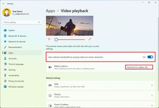 Video playback save battery