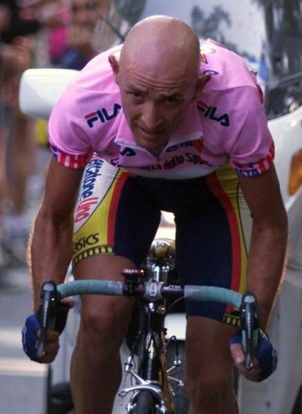 The 2013 Giro d'Italia will pay tribute to Marco Pantani, shown here in the maglia rosa at the 1999 edition.