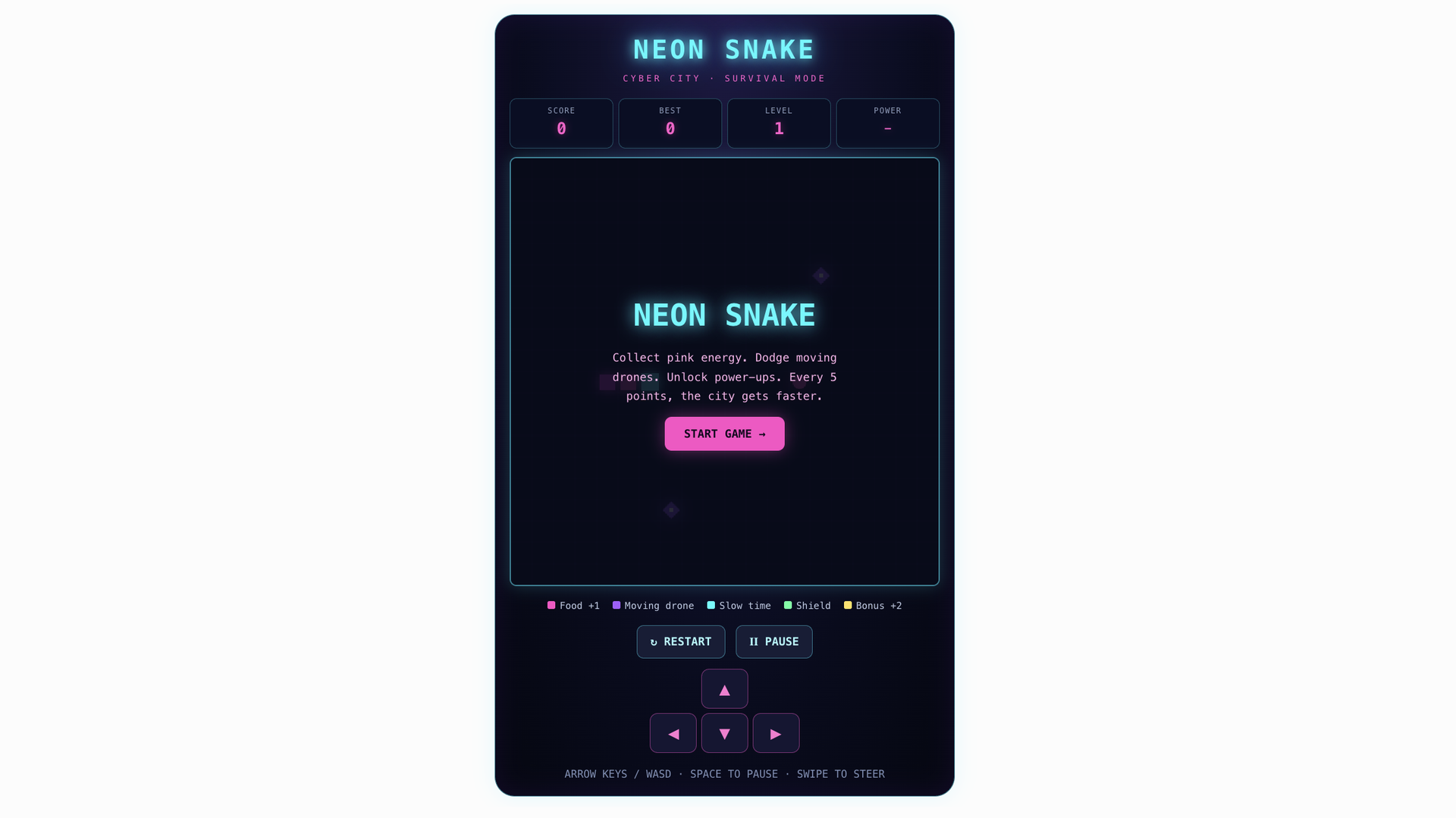 A screenshot of the chatgpt interface after creating a neon game of snake