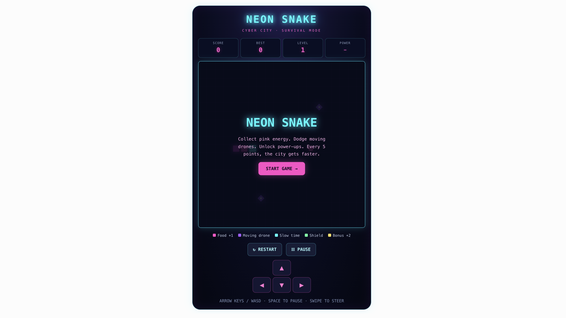 A screenshot of the chatgpt interface after creating a neon game of snake