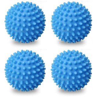 4 blue plastic dryer balls