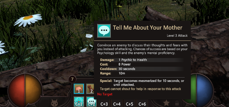 The "Tell Me About Your Mother" skill in Project Gorgon.