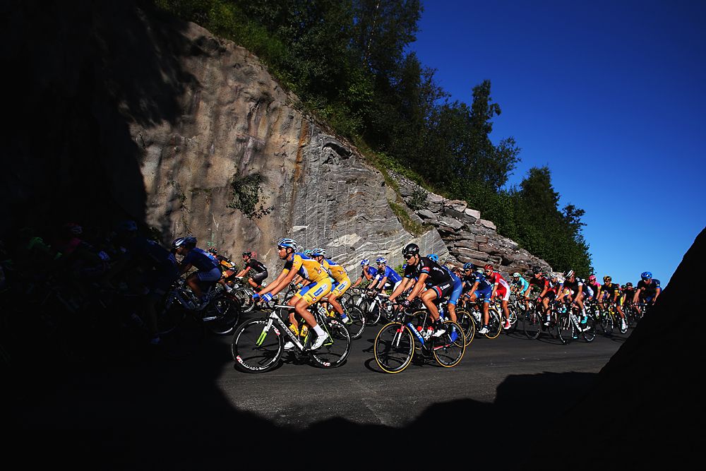 The peloton during stage 4 at the Arctic Race of Norway