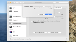 Adjusting scrolling speed on Mac.