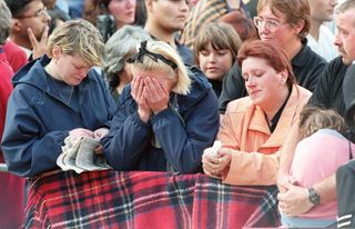 Mourners at Princess Diana's funeral