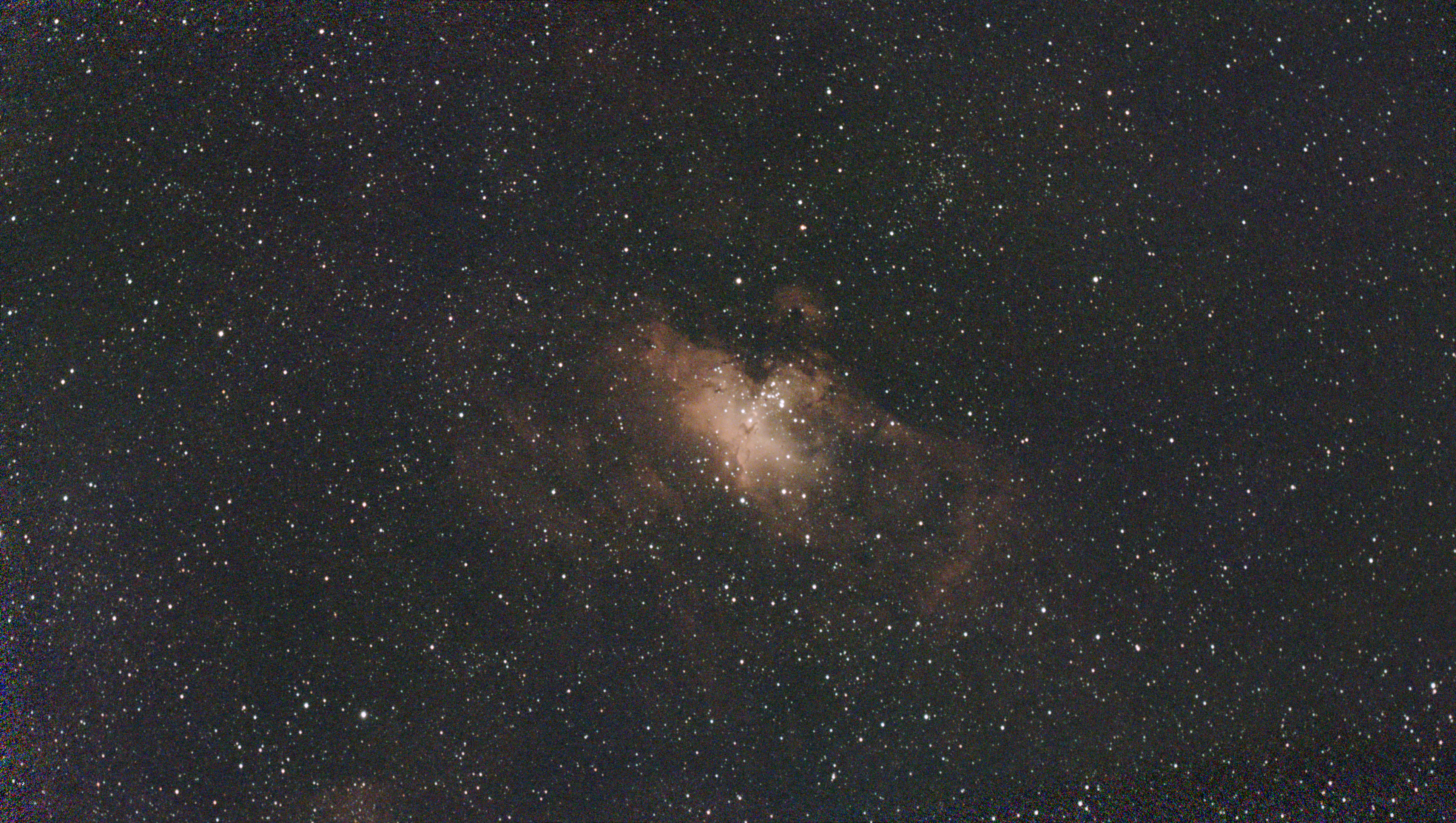 A photograph of the Eagle Nebula taken with the Dwarf III smart telescope, unprocessed