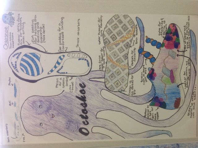 Sketch of winning design, "Octoshoe"