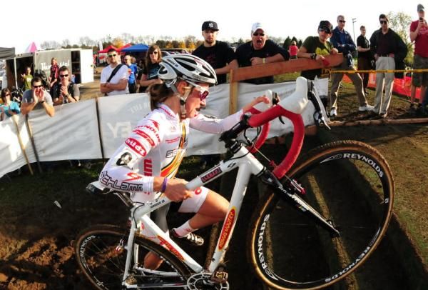 Amy Dombroski (Clement-Primus Mootry) having her best cyclo-cross day ever.