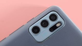 A close-up of the Moto G60S's camera