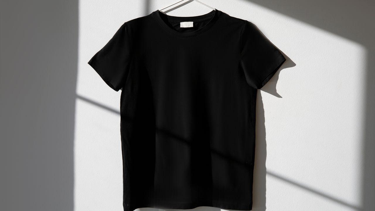 Black t-shirt on white background