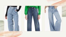 composite of models wearing three of the best jeans on amazon