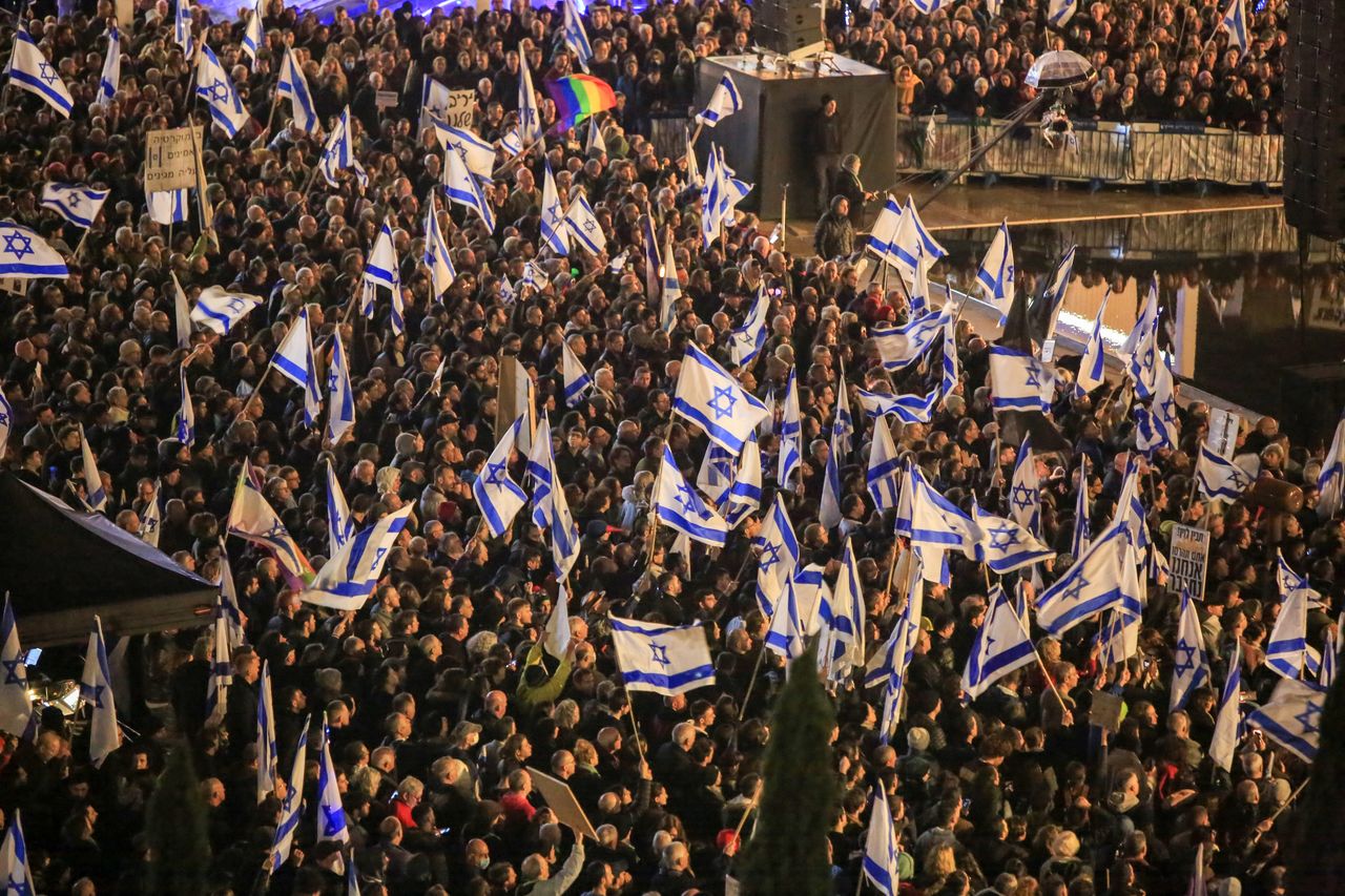 Protests against judicial reforms in Israel. 