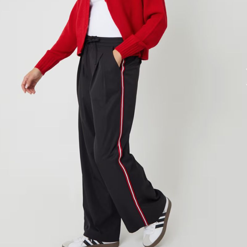 Threadbare , Pleated Side Stripe Wide Leg Trousers