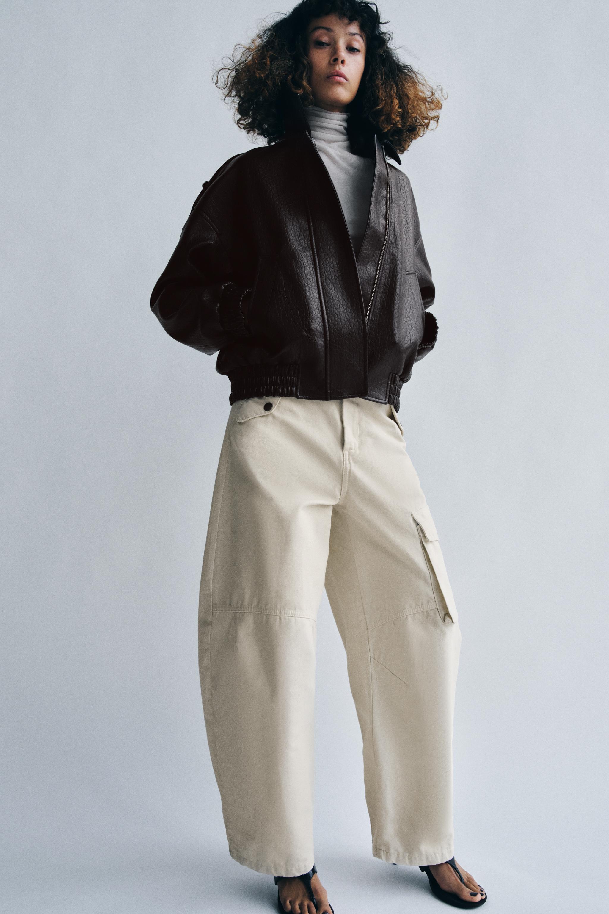 Leather Effect Bomber Jacket Zw Collection