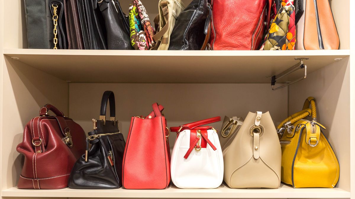 Handbags on shelf