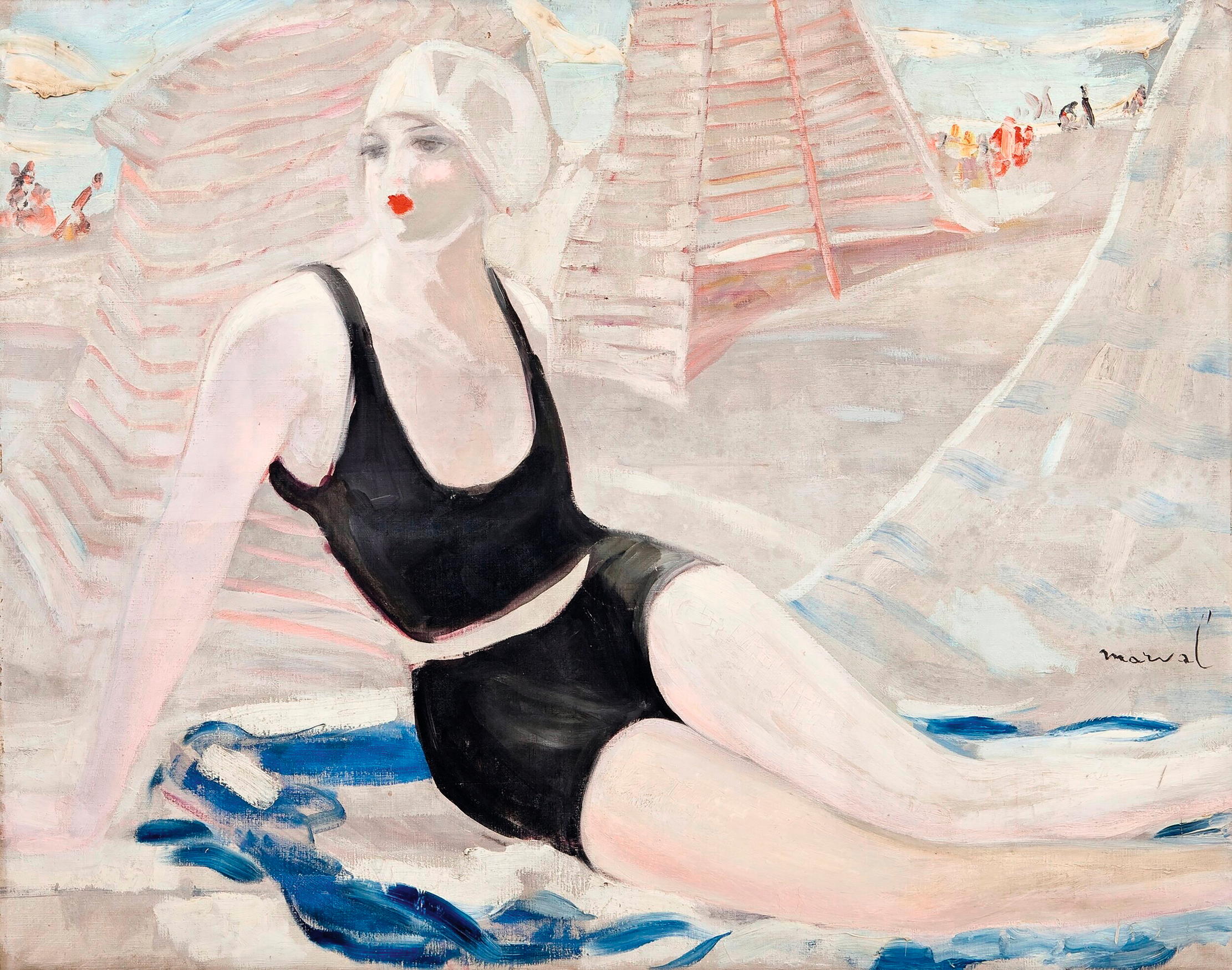 The 1924 Olympics tapped into women’s new-found liberation, reflected in Jacqueline Marval’s Bather in a Black Swimsuit, 1920–23. Credit: Private collection, courtesy Comité Jacqueline Marval Paris. ©Nicolas Rouxdit Buisson