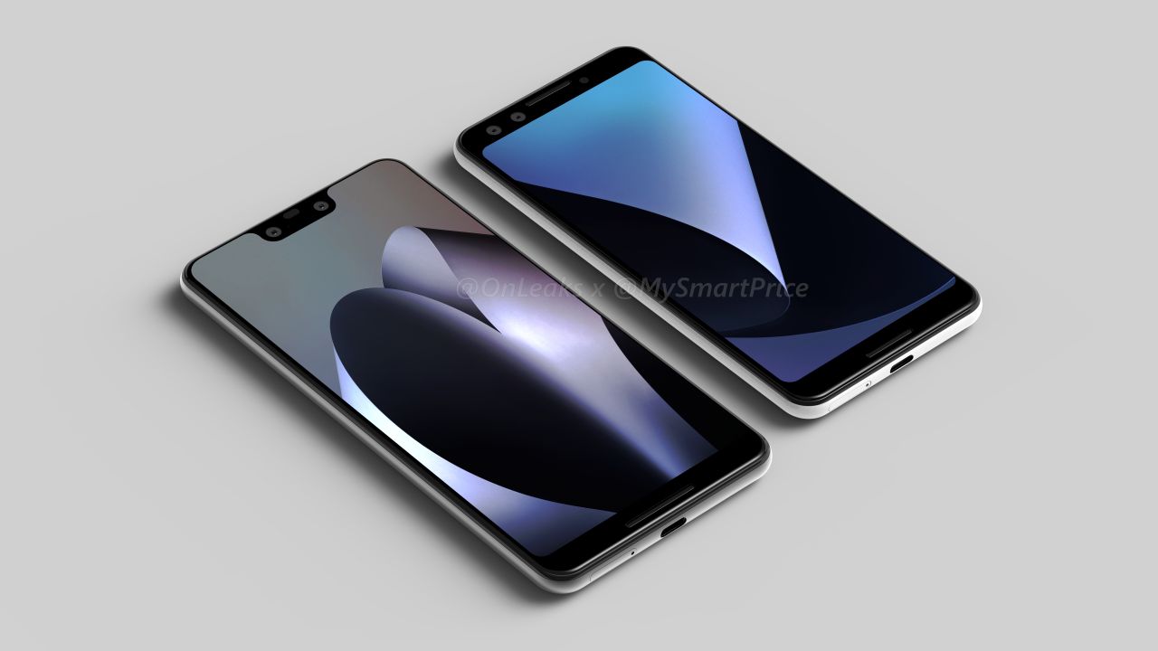 Only the Pixel 3 XL looks to have a notch. Credit: MySmartPrice/OnLeaks