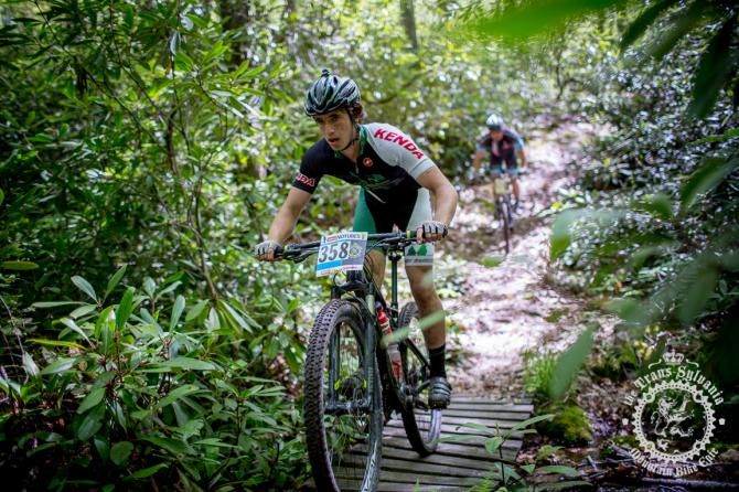 Junior rider Scott McGill Jr. crosses a stream.