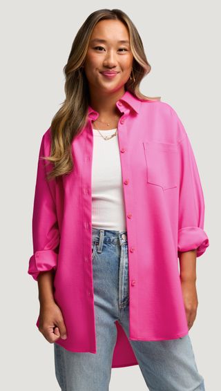 #votingsuitsyou Oversized Shirt in Seasonless Wool | Bright Pink