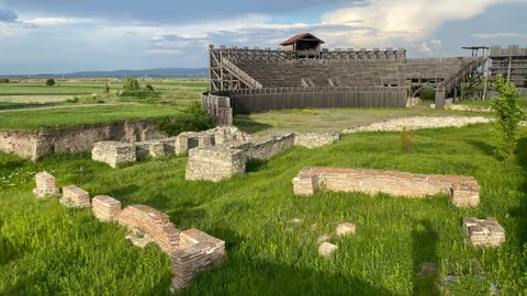 A reconstruction of the Roman amphitheater at Viminacium Archaeological Park