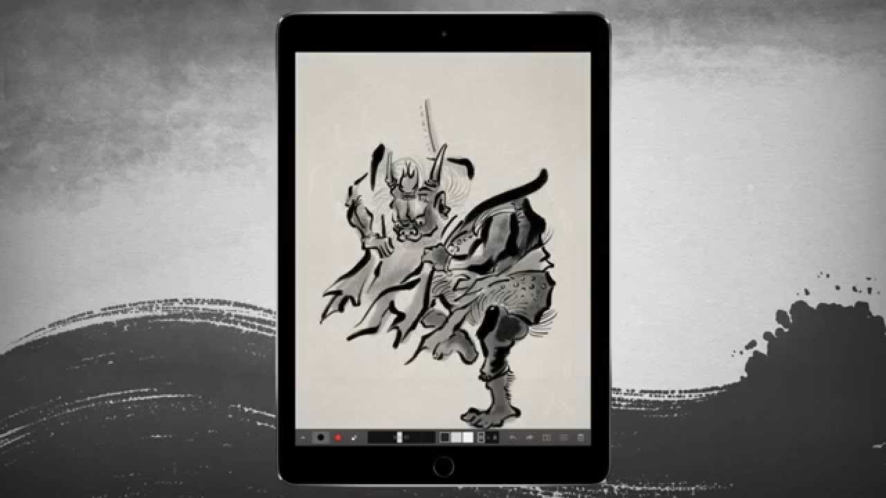 Drawing apps for iPad: Calligraphy drawing of Japanese warrior on iPad