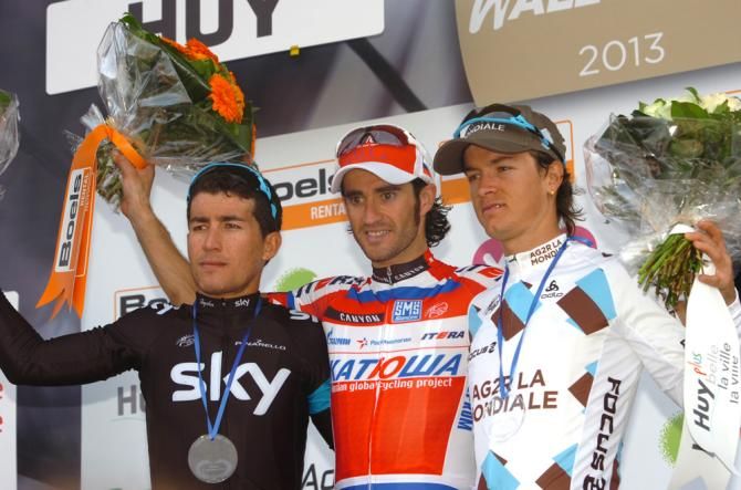 La Fleche Wallonne podium: Henao, Moreno and Betancur