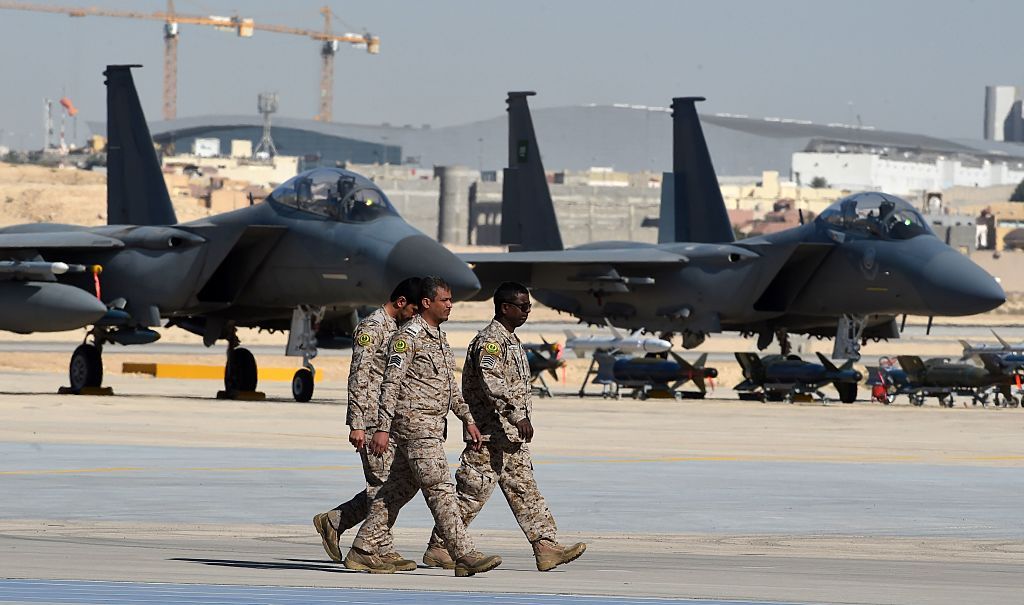 Saudi army officers at an air base in Riyadh