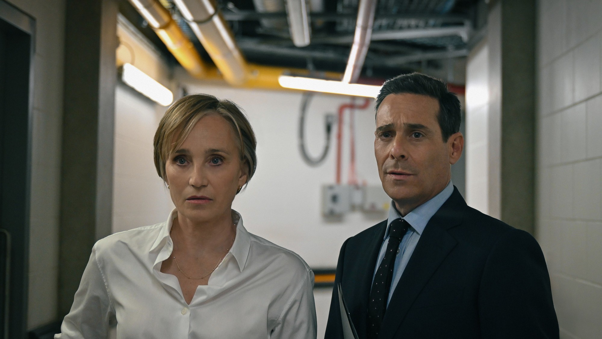 Kristin Scott Thomas and James Callis in Slow Horses