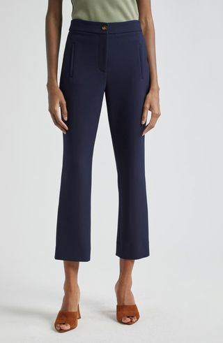 Veronica Beard Arte Houndstooth High Waist Flare Ankle Pants