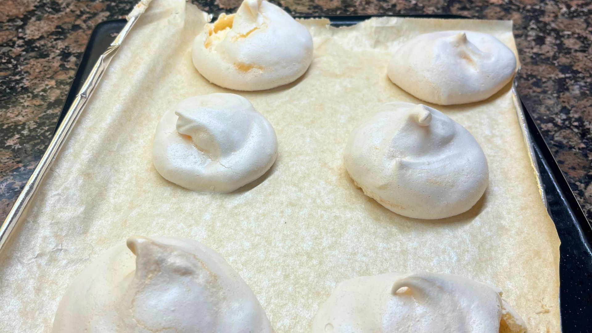 Tester Josephine Kennedy's meringues made in her home kitchen while testing the Morphy Richards Handblender with Masher