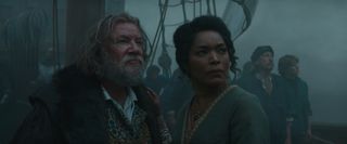 Angela Bassett and Ray Winstone as Lord and Lady Bassett in Damsel.
