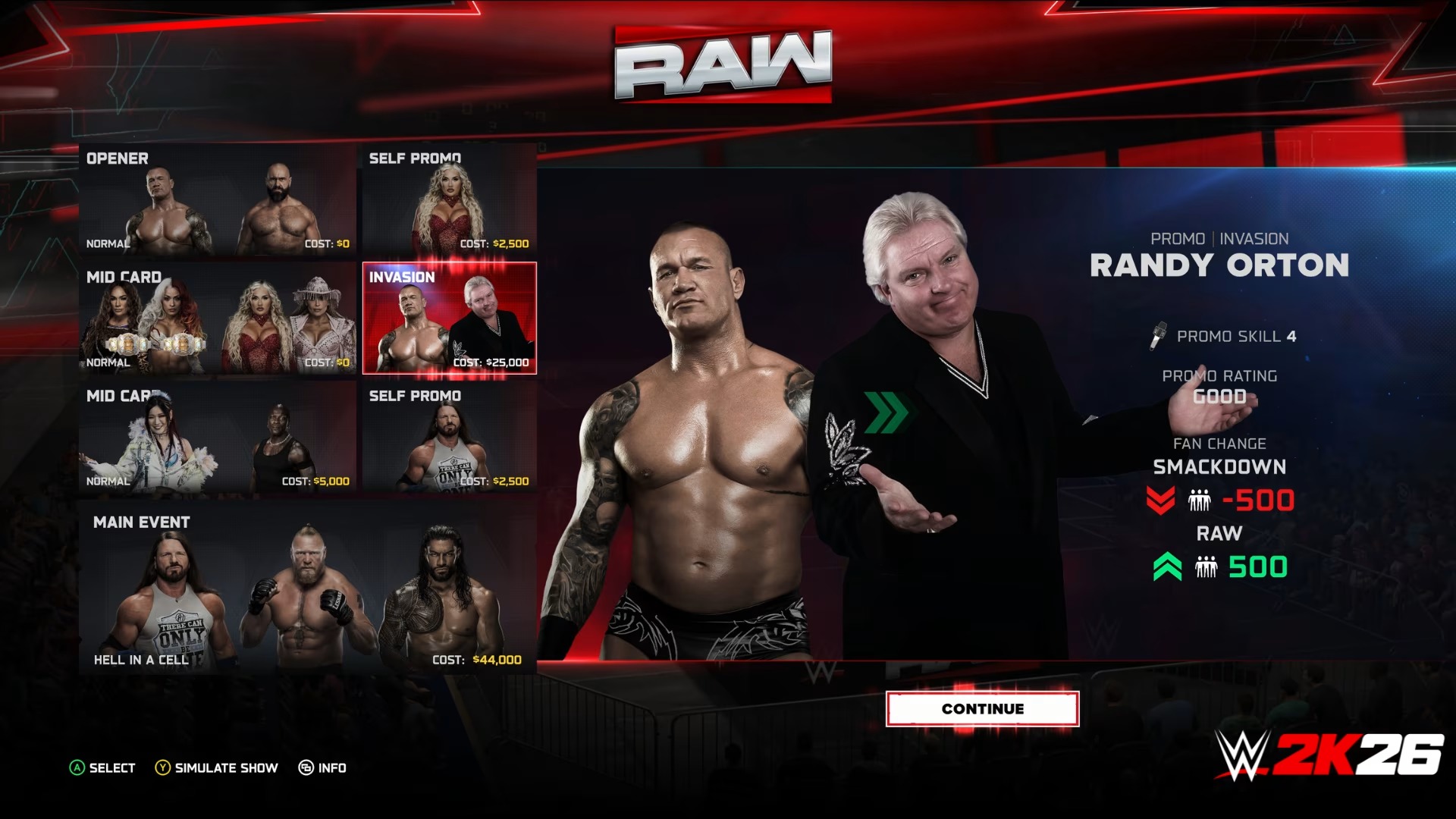 In-game screenshot of Promo Invasions in WWE 2K26.