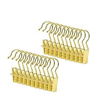 Amber Home 24 Pack Gold Boot Clips for Closet, Gold Boot Hangers With Hooks, Laundry Hooks, Clothes Pins, Portable Home Travel Hangers for Hat, Towels, Bras, Socks(gold, 24 Pack)