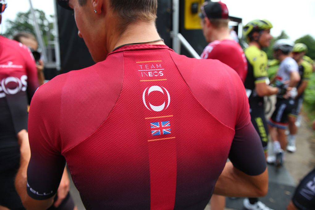Team Ineos jerseys are custom for each rider