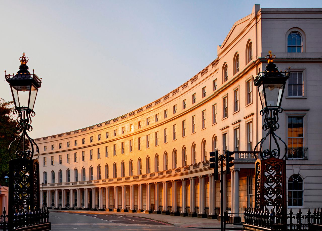 Nash Terrace in Park Crescent London with street furniture removed