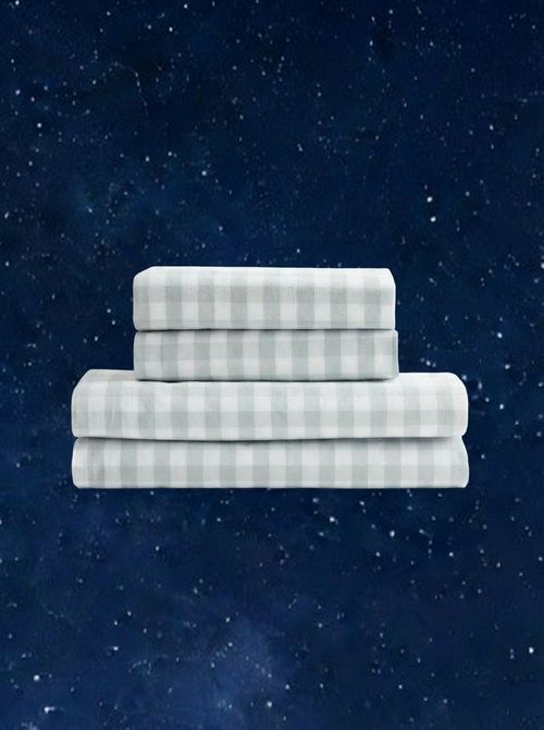 Organic Percale Gingham Sheet Set